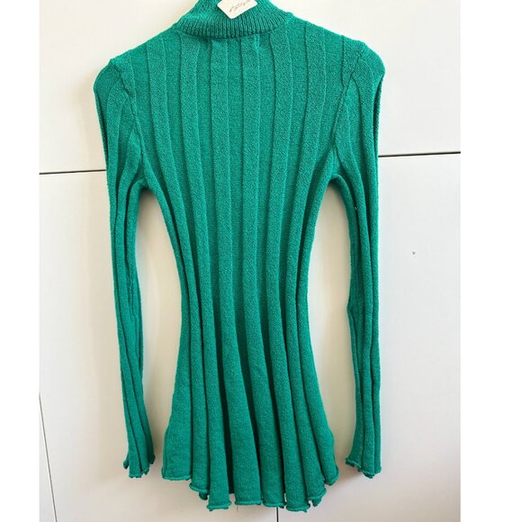 ✨ SALE✨ Free People Troy Sweater Tunic Mini Dress Vivid Green Knit - Picture 5 of 6